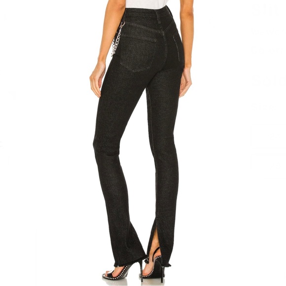 NEW WEWOREWHAT REVOLVE BLACK SLIT HEM JEANS - Picture 6 of 8